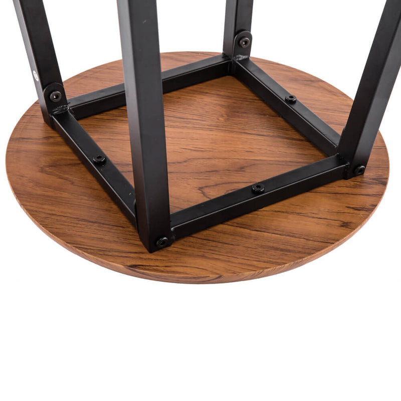 PVC Wood Grain Simple Bar Table Tound Bar Stool (One Table And Two Stools)