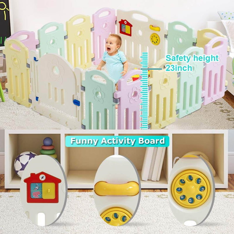Baby Playpen Playard Infants Toddler 14 Panels Safety Kids Indoor Baby Fence