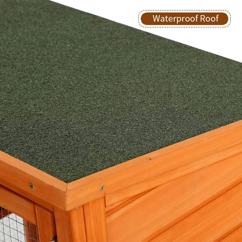 Rabbit Hutch Wooden Outdoor Open Roof Removable Tray & Ramp (54.3 inches)