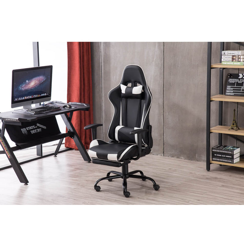 Racing Gaming Chair Faux Leather Chair Swivel Office Chair Black