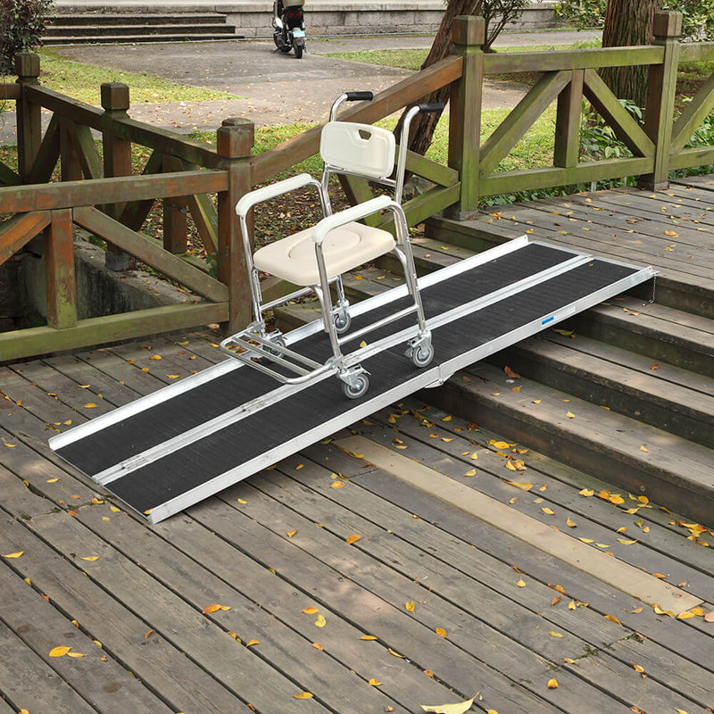 8FT Four-section Non-Skid Folding Lightweight Aluminum Alloy Wheelchair Scooter Mobility Ramps