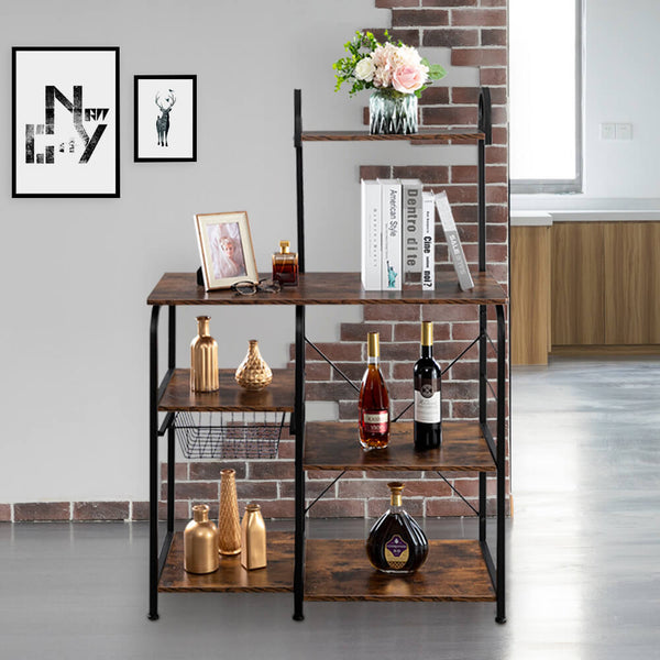 Vintage Kitchen Baker's Rack Storage Shelf with 10 Hooks