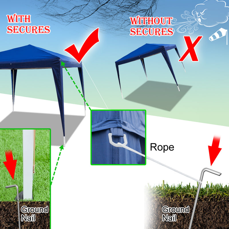 Homhum 10 x 20 ft Waterproof Folding Canopy Tent with Four Windows, Blue