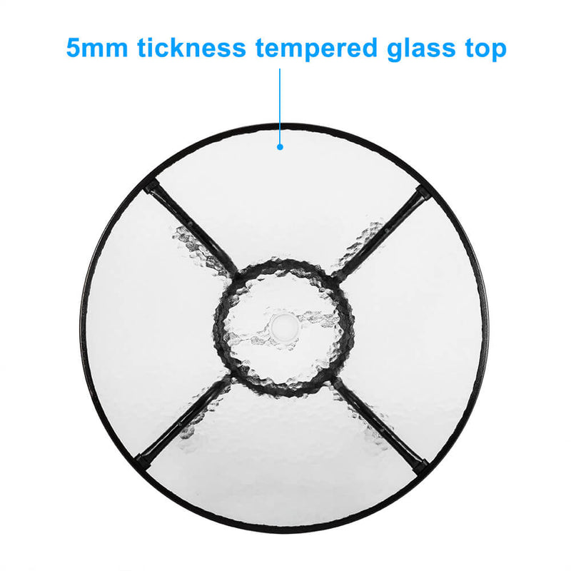 Outdoor Dining Table Round Toughened Glass Table Yard Garden Glass Table