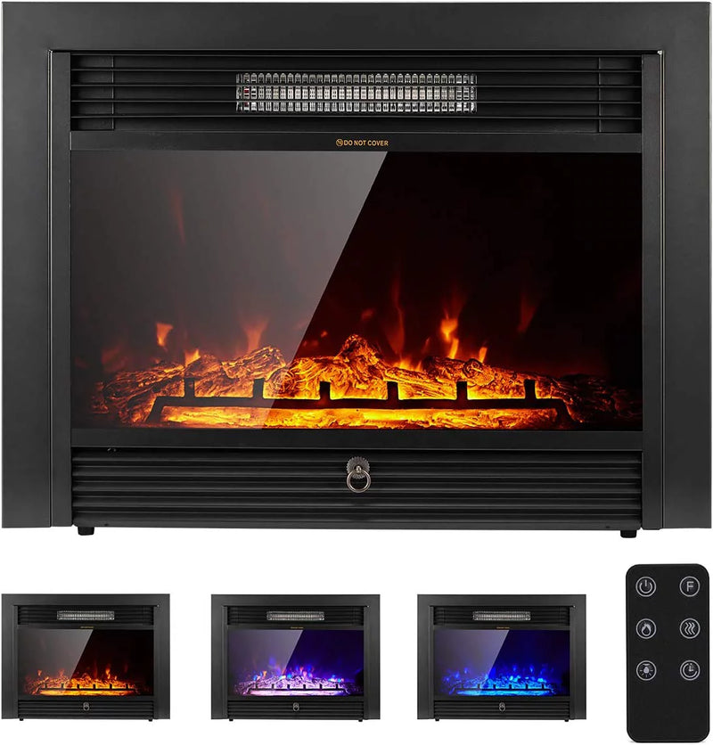 28.5" Electric Fireplace Embedded Insert Realistic Log