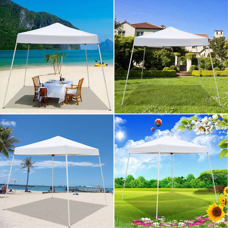 Outdoor Canopy Tent 10 x 10 ft Portable Waterproof Sun Shelter Tents with Carry Bag, White