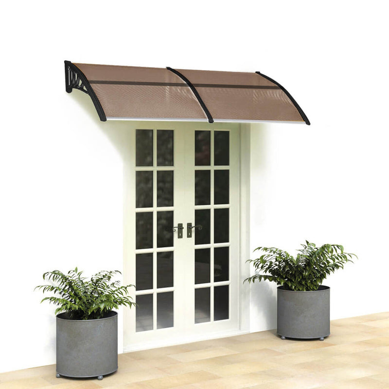 40" x 80" Door Window Awning, Front Door Outdoor Patio Awning Canopy UV Protection, Brown Board & Black Bracket