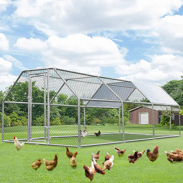 Outdoor Chicken Playpen 19' x 9' x 6.5' Walk-in Metal Hen Cage