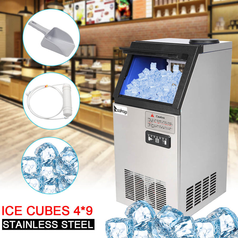 50KG/24H Refrigerator Stainless Steel Transparent Cover Commercial Ice Machine