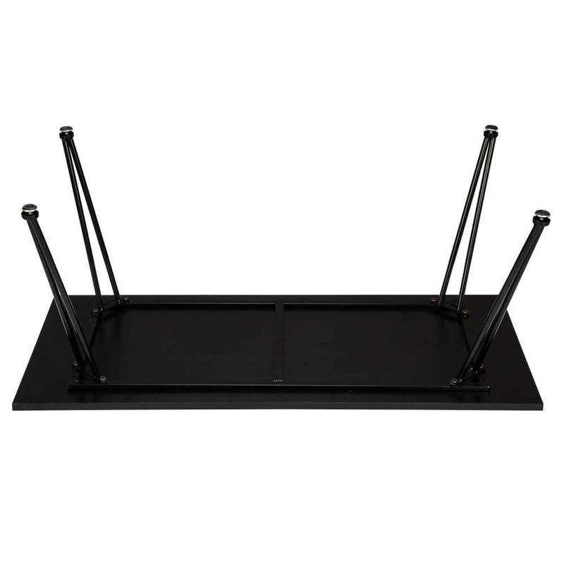 Single Layer MDF Desktop Square Pointed Iron Coffee Table Black