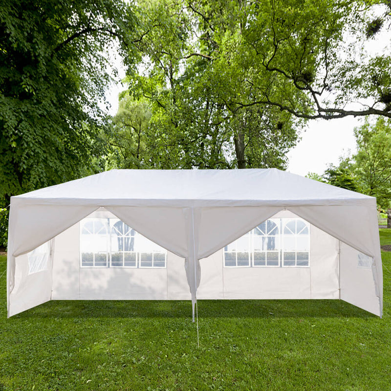 Outdoor Canopy Tent 10 x 20 ft with Spiral Tubes White Six Sides 2 Doors & 4 Windows