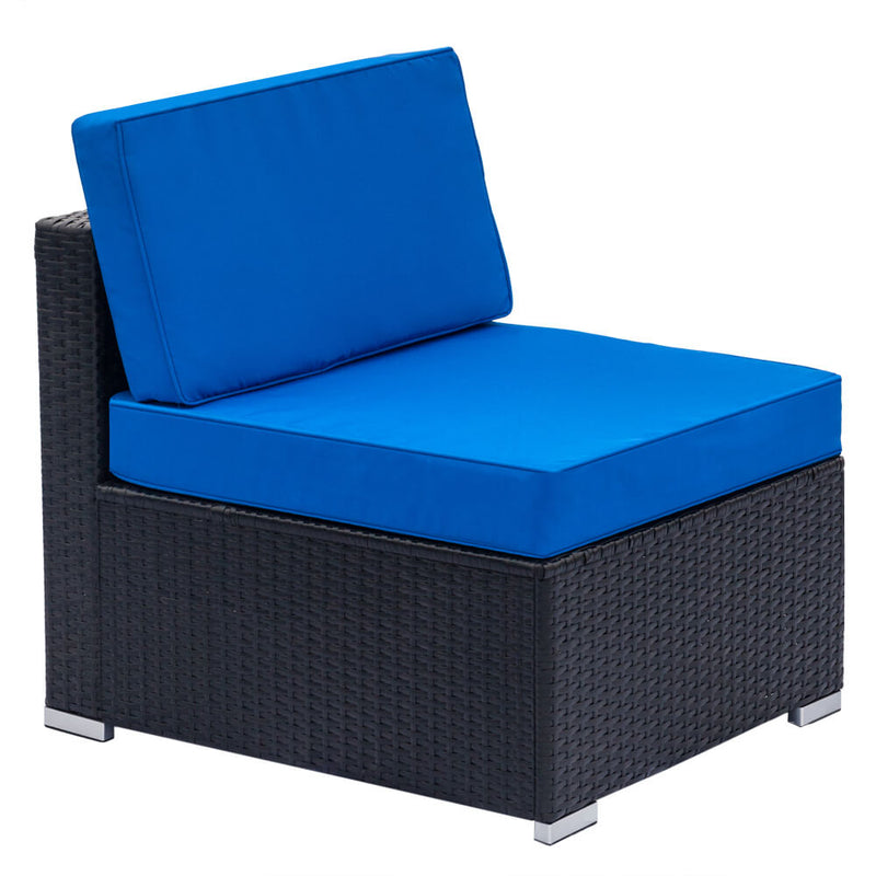Fully Equipped Weaving Rattan Sofa Set with 1pcs Corner Sofas & 4pcs Single Sofas & 1 pcs Coffee Table Black