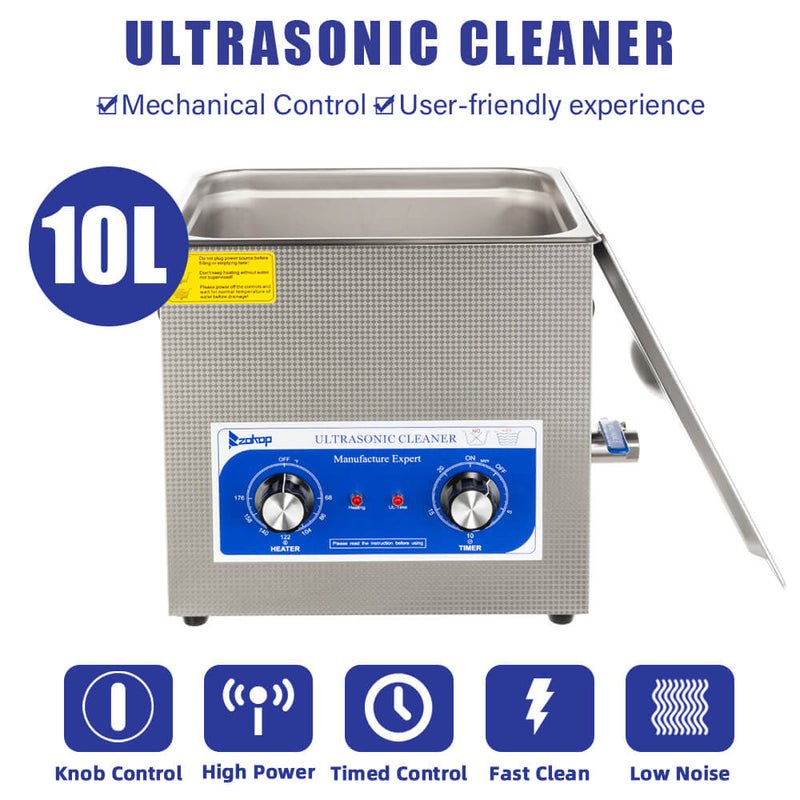10L Commercial Ultrasonic Cleaner Large Capacity Stainless Steel with Heater and Digital Timer