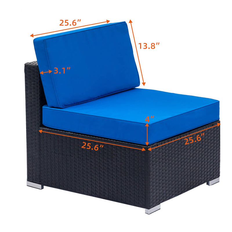 Fully Equipped Weaving Rattan Sofa Set with 1pcs Corner Sofas & 4pcs Single Sofas & 1 pcs Coffee Table Black