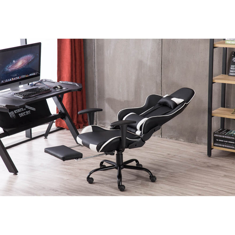Racing Gaming Chair Faux Leather Chair Swivel Office Chair Black