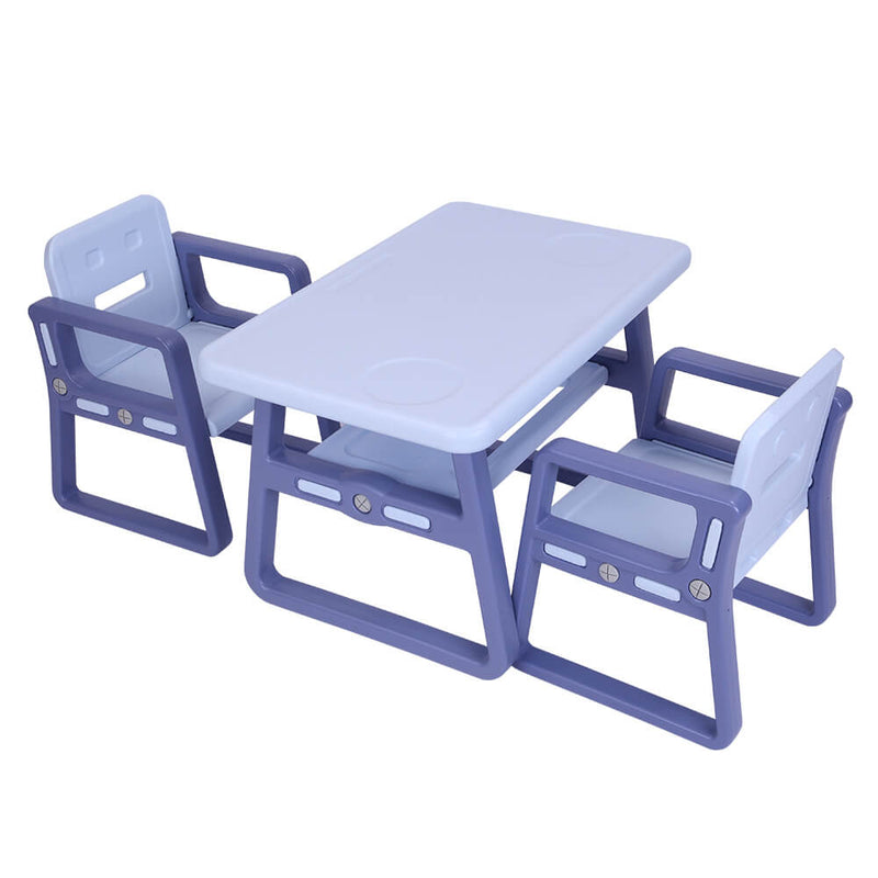 Multipurpose Kids 3-Pieces Table and Chair Set Certified Safe and Easy Clean Purple