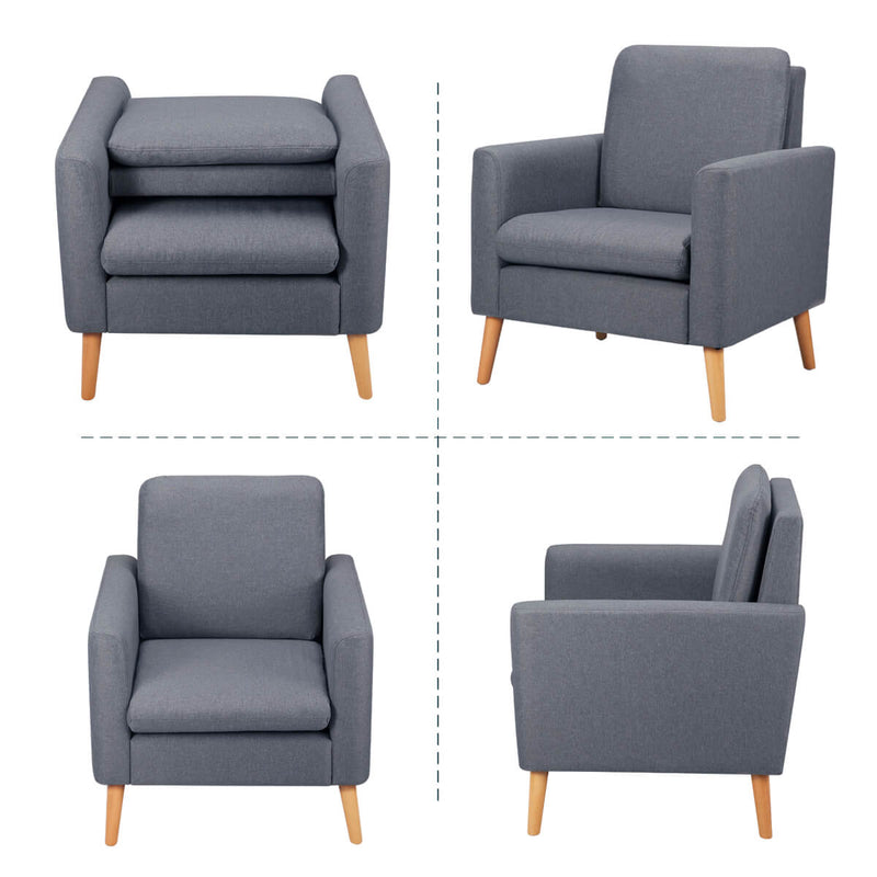 Modern Accent Fabric Chair Single Sofa Comfy Upholstered Arm Chair Living Room Furniture, Gray