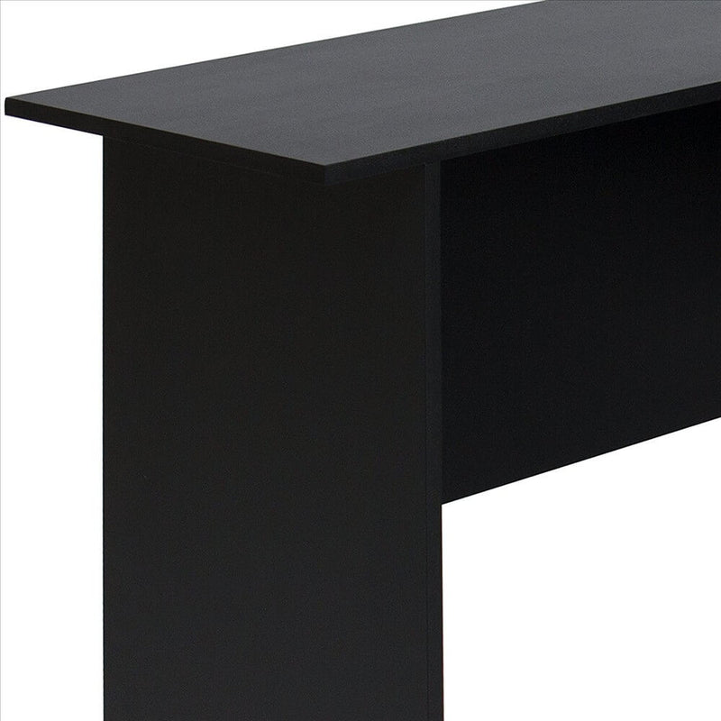 L-Shaped Computer Desk with Two-layer Bookshelves Black