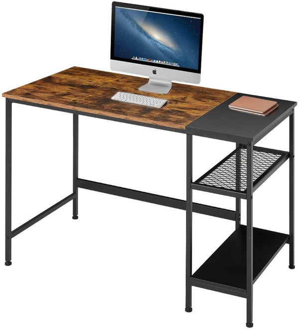 47'' Industrial Computer Desk with Shelves Office Writing Desk, Vintage Wood