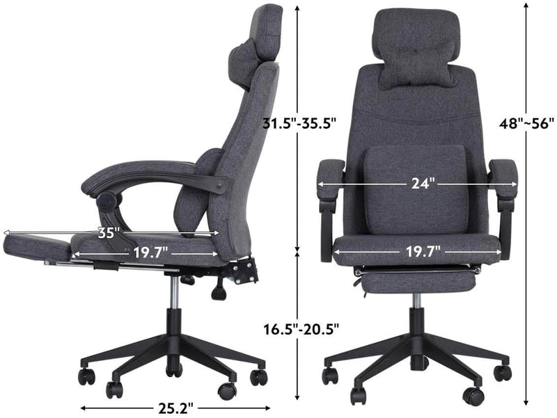 Ergonomic Office Chair, High Back Adjustable with Footrest and Headrest Desk Chairs with Flip Up Armrests and Lumbar Support, Dark Gray