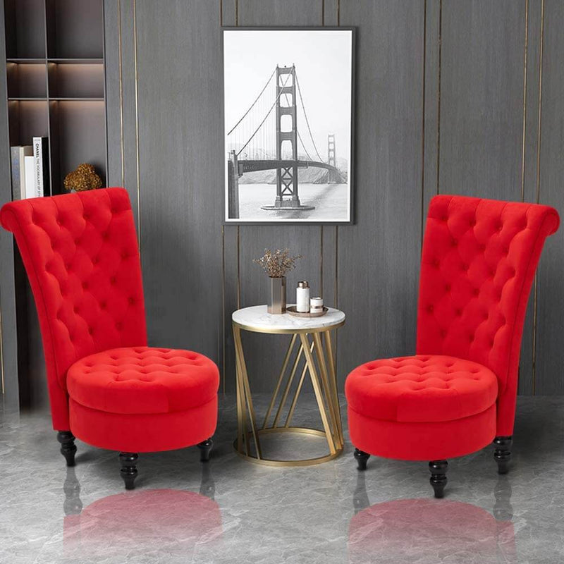 High Back Accent Chair, Retro Armless Sofa Chair, Living Room Furniture for Bedroom, Red