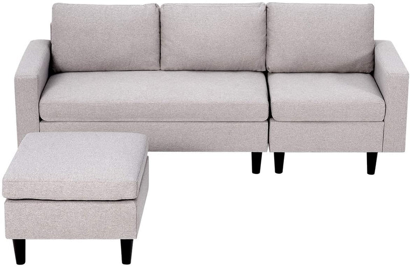 Convertible Sectional Sofa Couch, L-Shaped Couch with Modern Linen Fabric for Small Space Light Grey