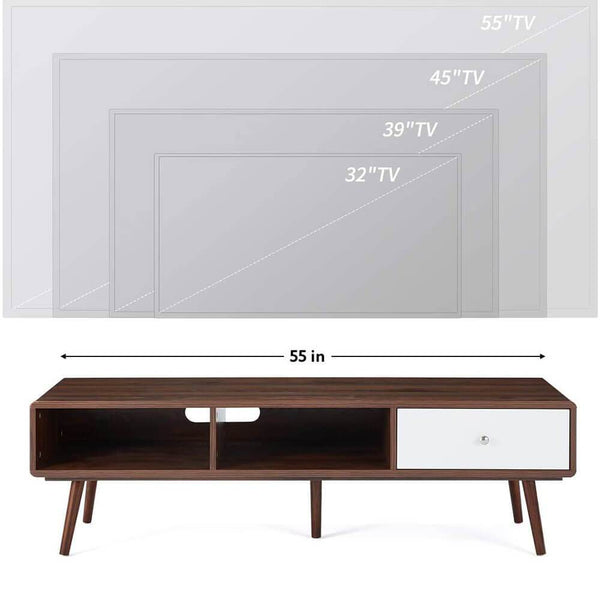 55 inch Mid Century Modern TV Stand, Coffee Table for Flat Screen TV