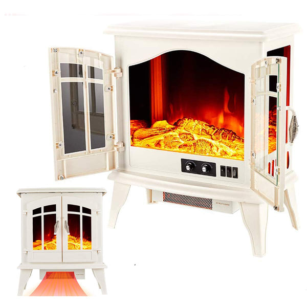 Electric Fireplace Heater 23" Freestanding Portable Electric Stove Heater with Realistic Log Frame,Black
