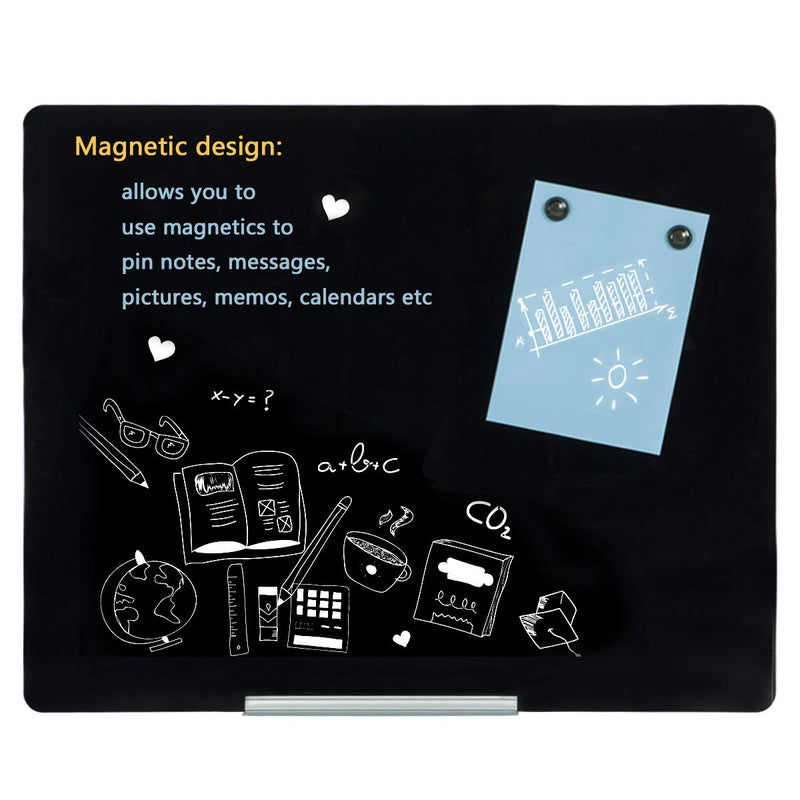 44×36 Inches Magnetic Glass Writing Dry Erase Board Office, Home, School (Black)