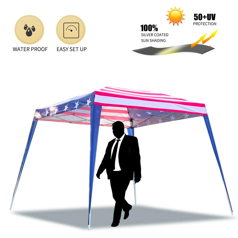 Folding Canopy Tent Portable Shelter with Carry Bag 10×10ft, Stars-and-Stripes