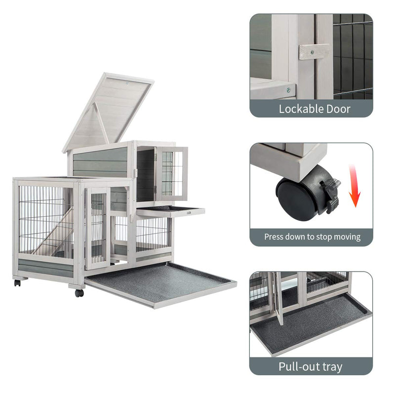 Rabbit Hutch Pet House for Small Animals Indoor & Outdoor (37 inches)