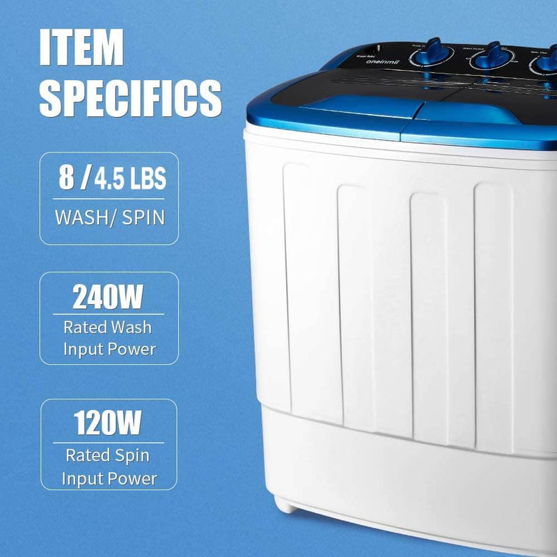 Homguava 20Lbs Capacity Portable Washing Machine Washer and Dryer Combo  Twin Tub Laundry 2 In 1 Washer(12Lbs) & Spinner(8Lbs) Built-in Gravity  Drain