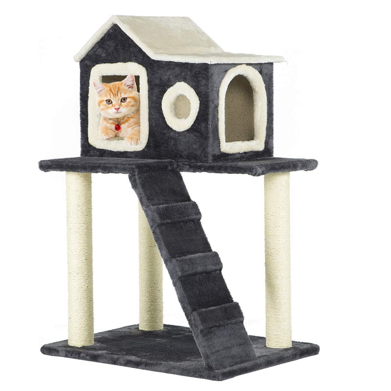 35 inches Cat Tree Play Condo Scratching Posts and Climbing Tree Furniture (Free Gifts)