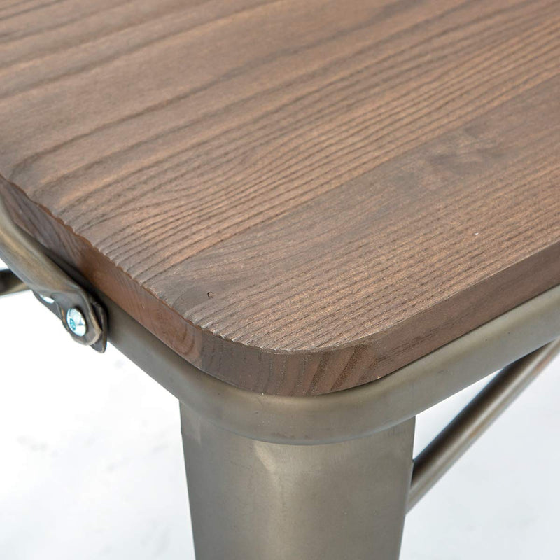 Industrial Metal Bench Wood Seat with Floor Protector