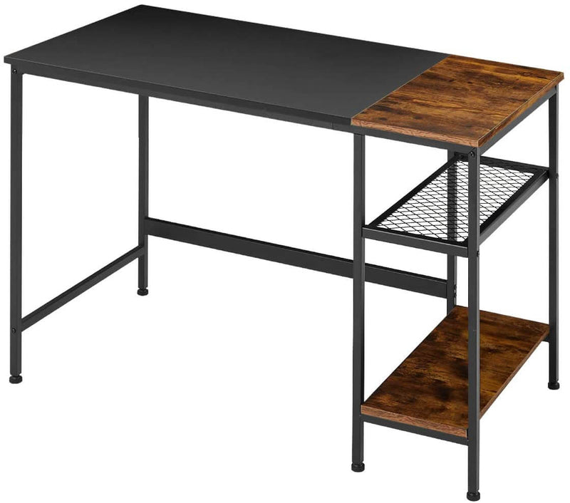 Industrial Computer Desk, 47 Inch Writing Desk with 2 Storage Shelves, Stable Metal Frame, Easy Assembly