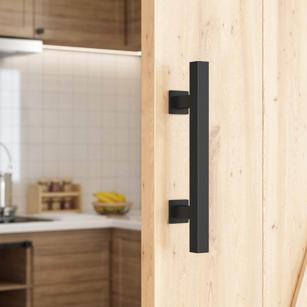 12 Inches Heavy Duty Pull and Flush Sliding Barn Door Handle Set Square