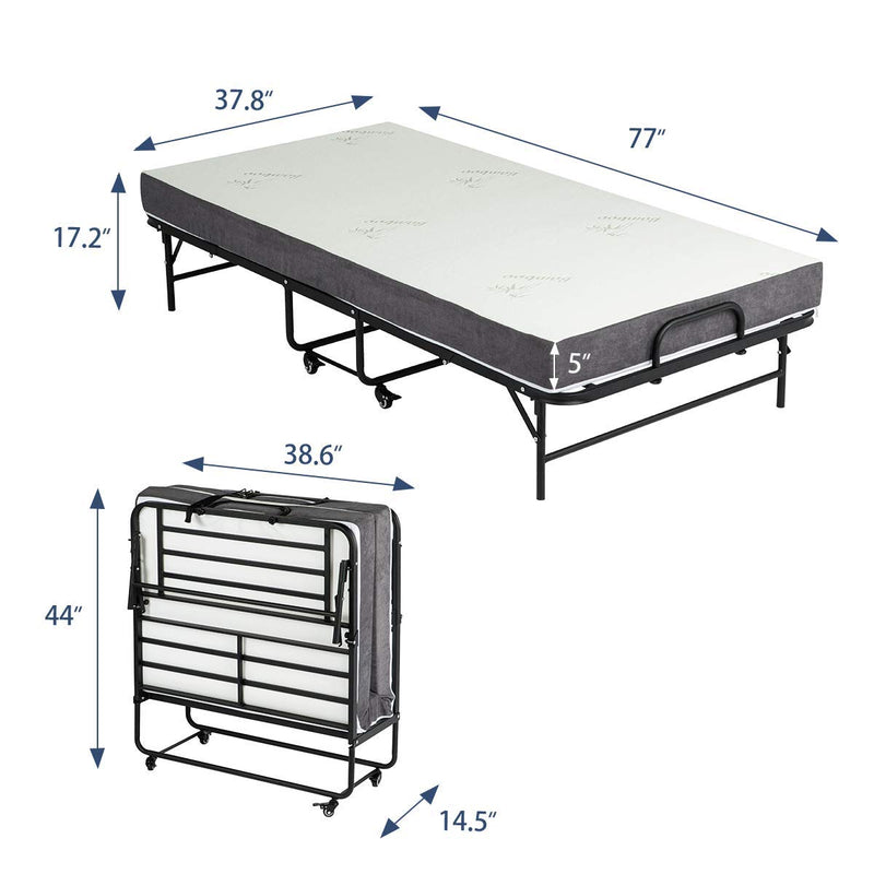 Portable Folding Bed with 5 Inch Memory Foam Mattress
