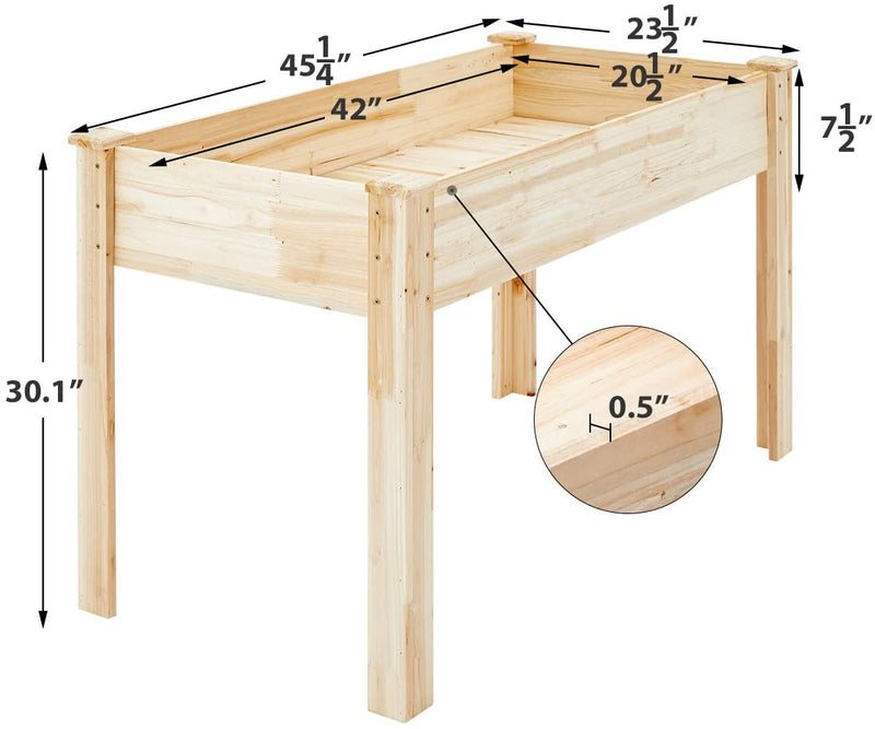 Raised Garden Bed, Raised Planter Box with legs, Outdoor Wooden Planter Bed for Vegetable/Flower/Herb, 30”(H) x 45 1/4”(L) x 23 1/2”(W)