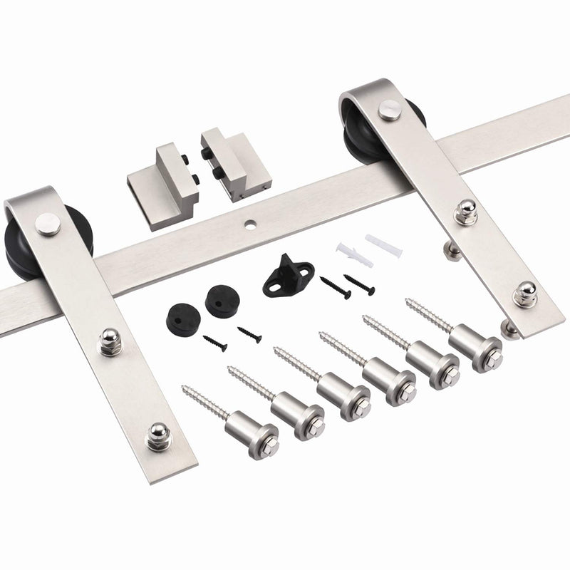 Brushed Nickle Sliding Barn Door Hardware Track Kit Ultra Hard Sturdy J Shape