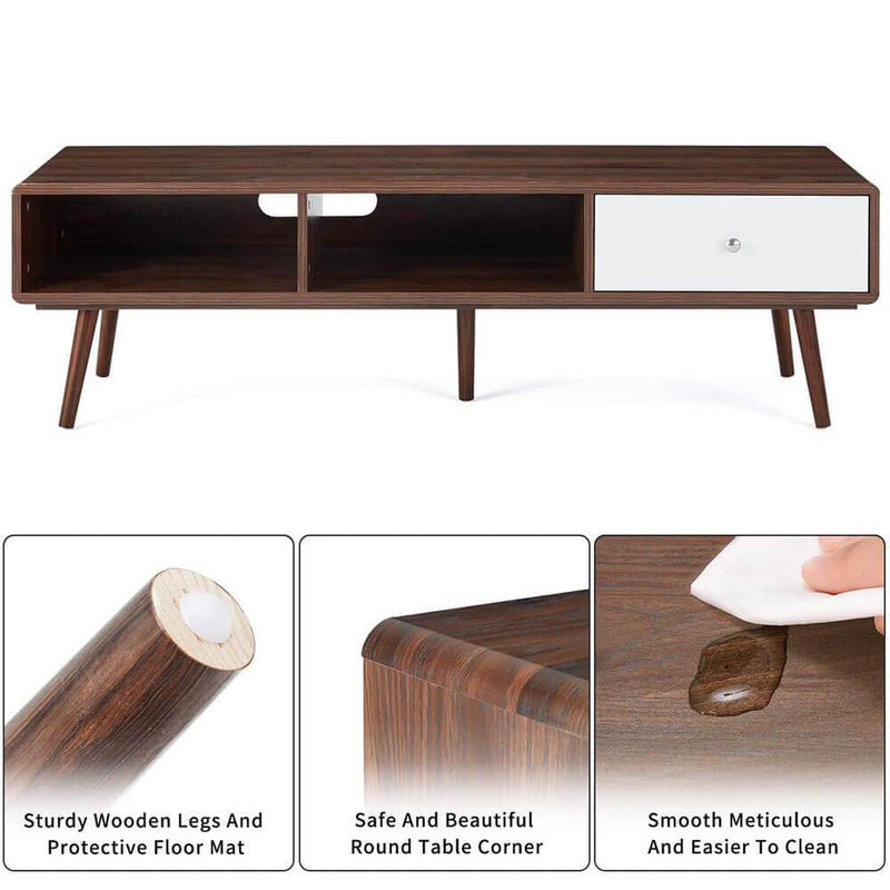 55 inch Mid Century Modern TV Stand, Coffee Table for Flat Screen TV