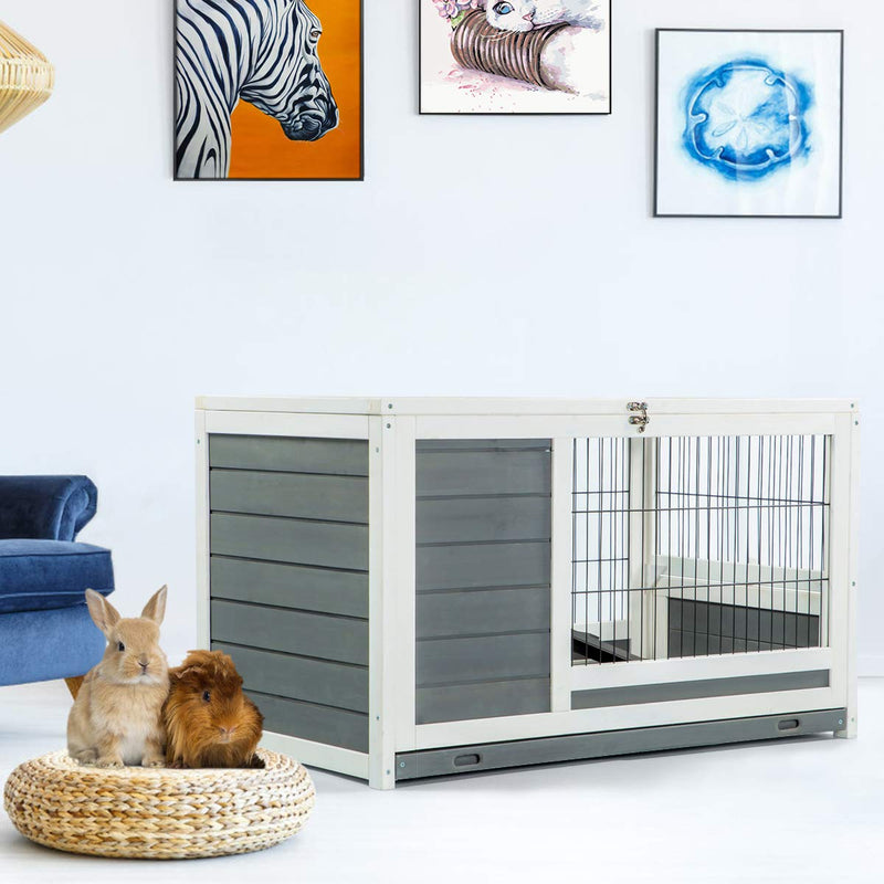Pet House for Small Animals Indoor & Outdoor No Leak Trays & Ladder (35.4 inches)