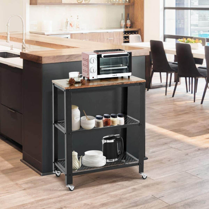 Industrial Kitchen Cart 3 Tier Rolling Serving Cart on Wheels