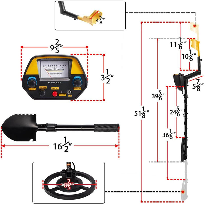 Metal Detector with LCD Display, Accurate Gold Detector with Waterproof Sensitive Search Coil, P/P & Disc Modes, Adjustable Height for Adults & Kids