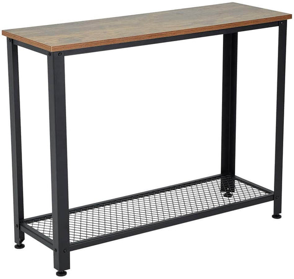 Industrial Console Table, 2 Layer Wooden Entryway Storage Table, Sofa Table with Metal Frame, for Living Room, Hallway