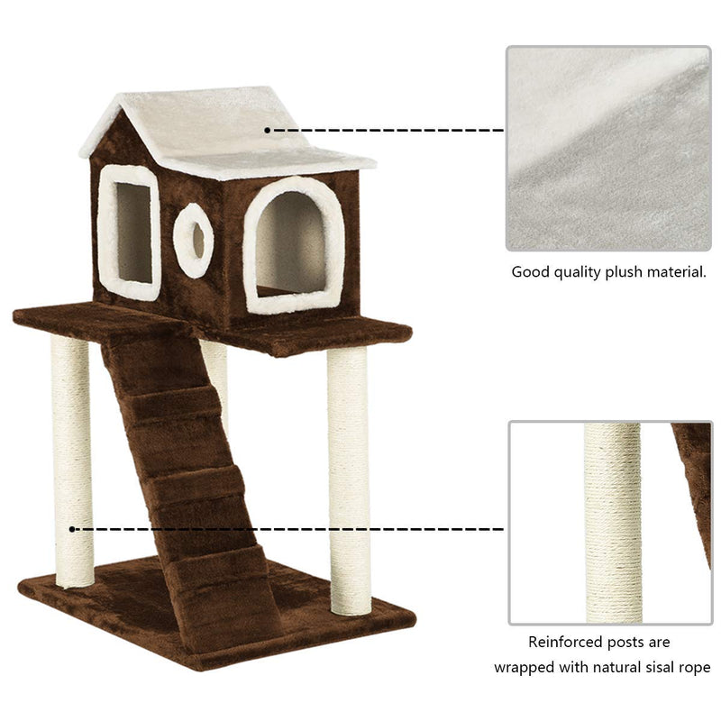35 inches Cat Tree Play Condo Scratching Posts and Climbing Furniture (Free Gifts)