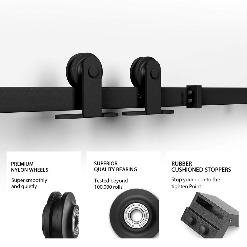 Barn Door Hardware Kit Top Mount T Shape 6.6 Ft Hanging Door Hardware