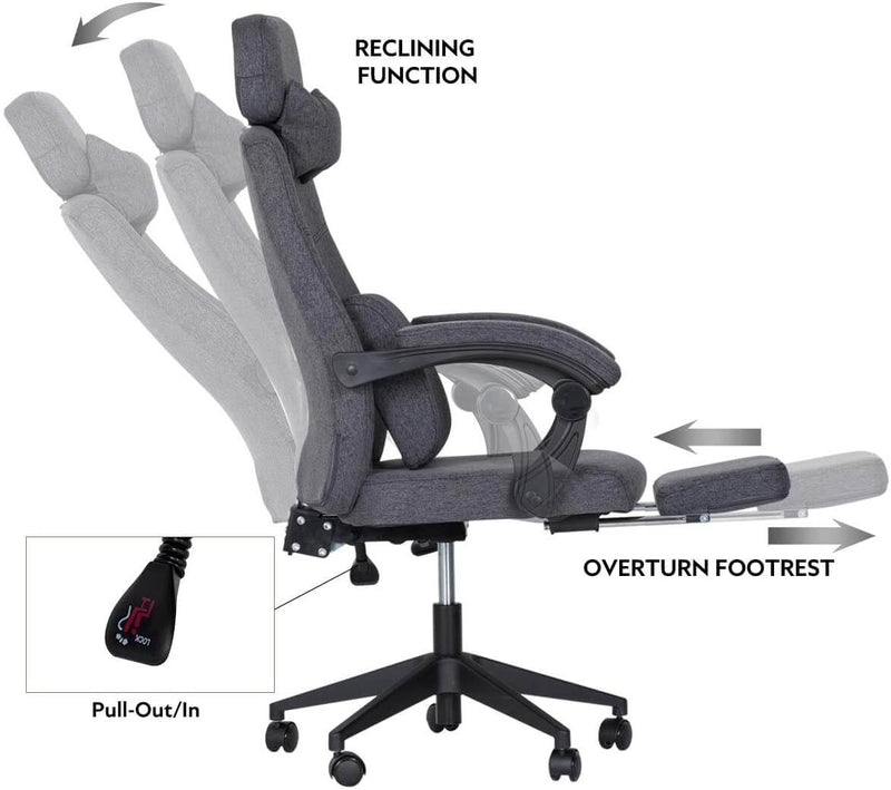 Ergonomic Office Chair, High Back Adjustable with Footrest and Headrest Desk Chairs with Flip Up Armrests and Lumbar Support, Dark Gray