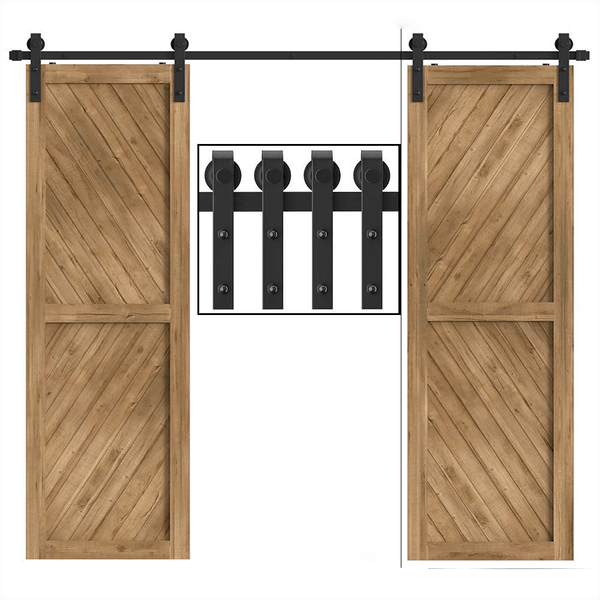 10FT Double Barn Door Hardware Antique J Shape Carbon Steel  Bi-parting System 120inch