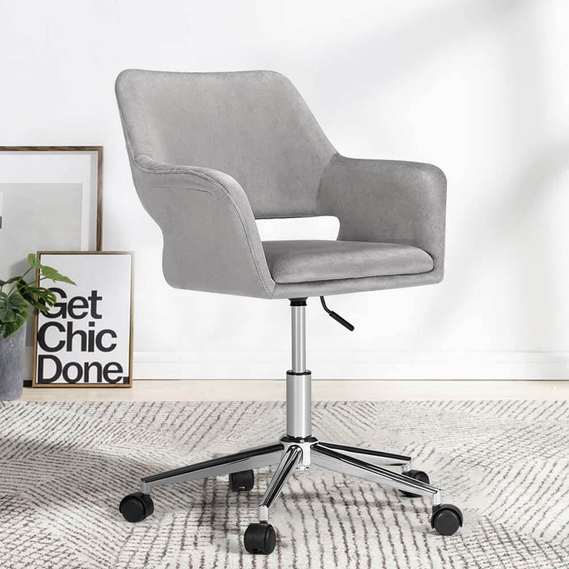 Homhum Desk Chair, Plush Velvet Office Chair for Home or Office, Modern, Comfortble, Nice Task Chair for Computer Desk (Polish Steel-Gray)