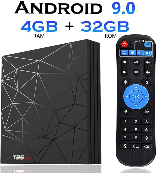 T95MAX Smart TV Box 4GB+32GB Android 9.0 Quad Core Tv Box USB WiFi 4K 3D Media Streamer